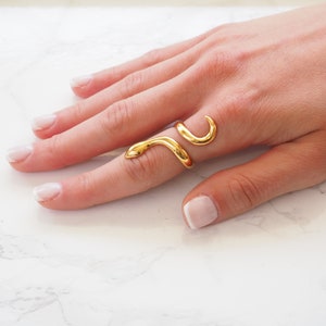 Grecian style jewelry, Gold Snake Adjustable Ring, Ancient Greek Bohemian Silver Snake, Serpent ring, Eternal love ring image 5