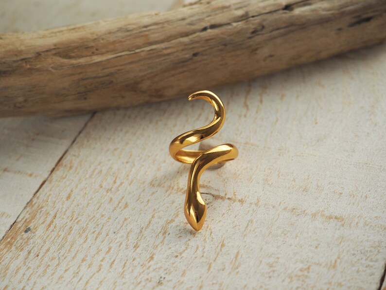 Grecian style jewelry, Gold Snake Adjustable Ring, Ancient Greek Bohemian Silver Snake, Serpent ring, Eternal love ring image 7