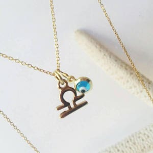 Black Friday Sterling Silver Libra  Zodiac, Libra charm Horoscope Necklace,