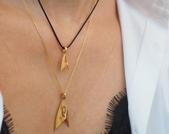 Trekkies jewellery, Sterling silver 925 Star trek necklace, Gold vermeil  star trek necklace gift for Trekkies