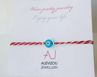 Black Friday Martis bracelet, Greek March bracelet, Red and white martisor bracelet,
