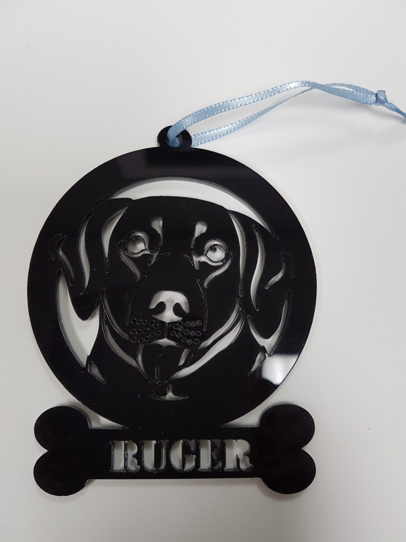 Optional Female or Male Pet Art Dog Ornament Custom Acrylic 76 Breeds to Choose From Custom Name Custom Dates
