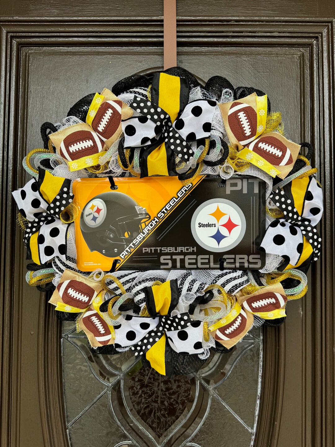 Steelers Roses Steelers Pittsburgh Wreath . Football Wreath. Steelers Decor. Front ...