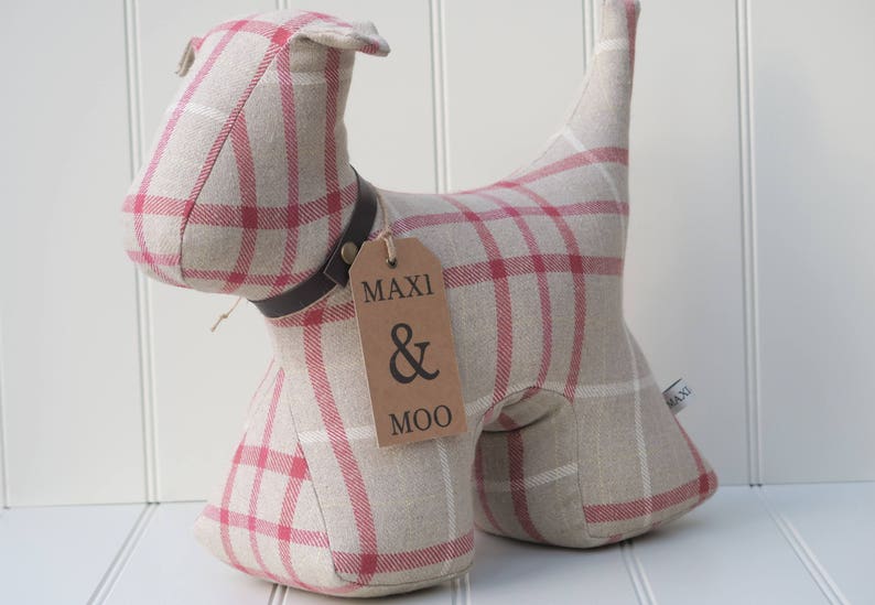 Dog Doorstop Made In Beautiful Designer Fabric With A Leather Etsy