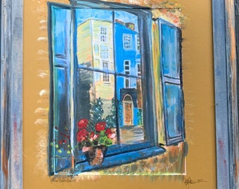 Street Reflections - New Painting for 2020 (Matted and Framed)