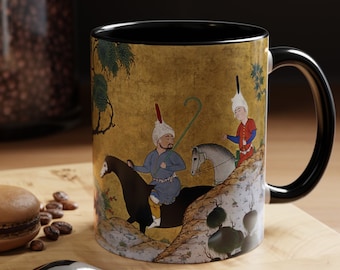 Shahnameh Persian Art Coffee Mug, 11oz C Handle Stories of Kings Miniature Negargari Middle Eastern Art Persian Gift for Artist Origin USA