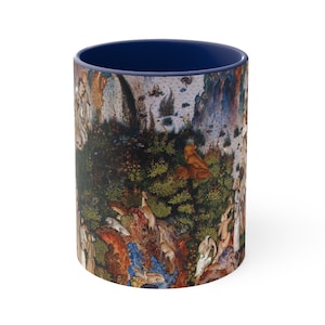 Shahnameh 11oz Black Mug Persian King Tales: with Miniature Painting -Adorned Patterns Middle Eastern style