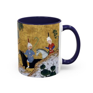 Tasse à café art persan Shahnameh, 11 oz poignée C histoires de rois Negargari miniature art du Moyen-Orient cadeau persan pour artiste Origine Etats-Unis image 9