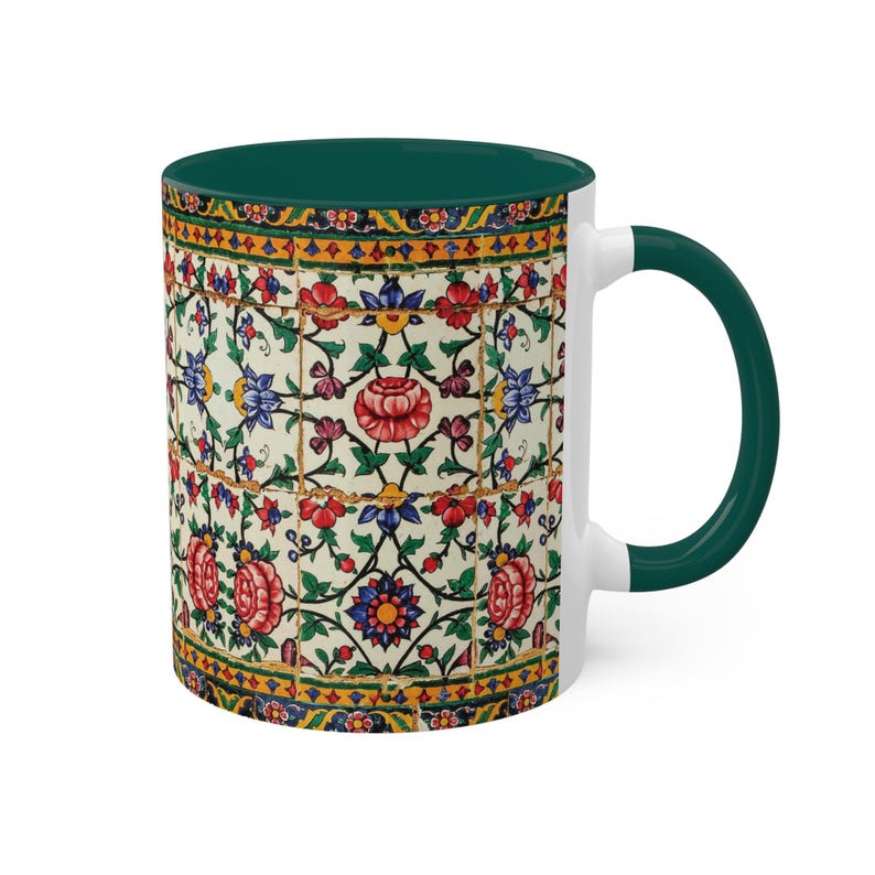 Shiraz Floral Mug Persian 11 Oz Middle Eastern Design Gol -Unique Gift for Artists - Made in USA image 6