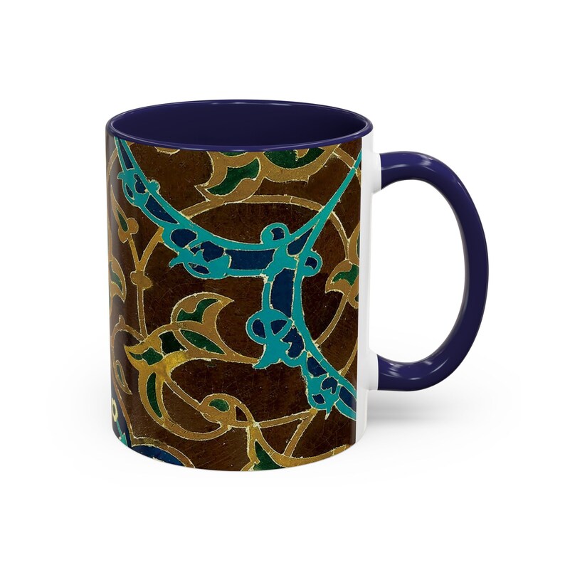 Persian Eslimi Blue and Brown 11oz Mug Geometric Persian Tile Art Coffee Mug Middle Eastern Art Persian Gift for Artist Origin USA image 6
