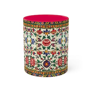 Shiraz Floral Mug Persian 11 Oz Middle Eastern Design Gol -Unique Gift for Artists - Made in USA image 2