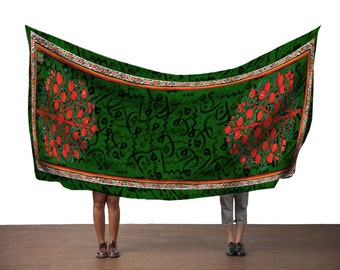 The Rehearsal Of Love Green Shawl Scarf Handkerchief Hijab Persian Art