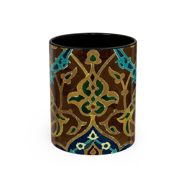 Persian Eslimi Blue and Brown 11oz Mug Geometric Persian Tile Art Coffee Mug Middle Eastern Art Persian Gift for Artist Origin USA image 2