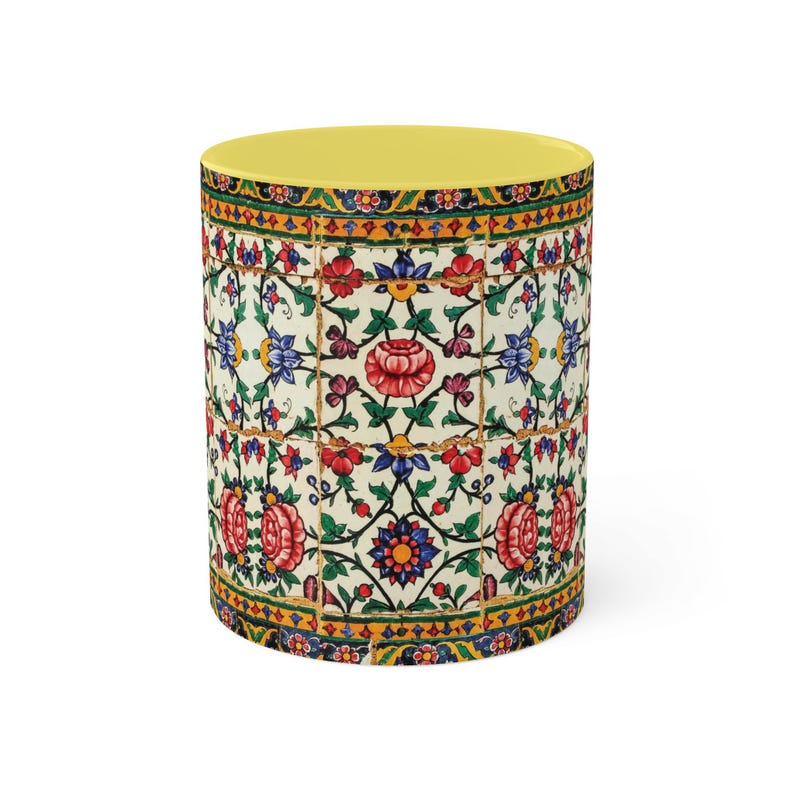 Shiraz Floral Mug Persian 11 Oz Middle Eastern Design Gol -Unique Gift for Artists - Made in USA image 3