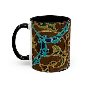 Persian Eslimi Blue and Brown 11oz Mug Geometric Persian Tile Art Coffee Mug Middle Eastern Art Persian Gift for Artist Origin USA image 4