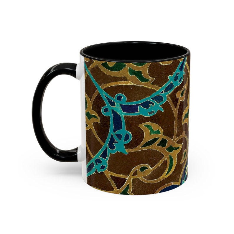 Persian Eslimi Blue and Brown 11oz Mug Geometric Persian Tile Art Coffee Mug Middle Eastern Art Persian Gift for Artist Origin USA image 4