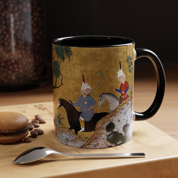 Shahnameh Persian Art Coffee Mug, 11oz C Handle Stories of Kings Miniature Negargari Middle Eastern Art Persian Gift for Artist Origin USA