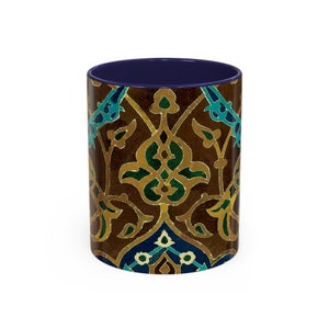 Persian Eslimi Blue and Brown 11oz Mug Geometric Persian Tile Art Coffee Mug Middle Eastern Art Persian Gift for Artist Origin USA image 9