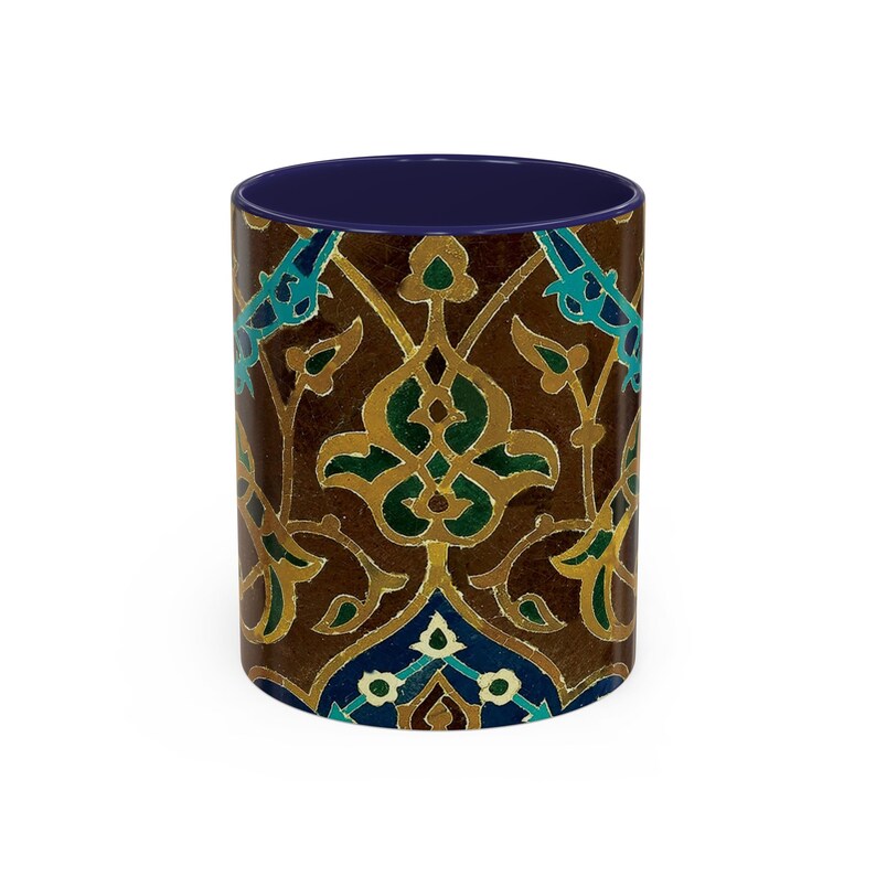 Persian Eslimi Blue and Brown 11oz Mug Geometric Persian Tile Art Coffee Mug Middle Eastern Art Persian Gift for Artist Origin USA image 9