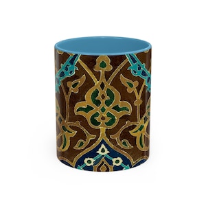 Persian Eslimi Blue and Brown 11oz Mug Geometric Persian Tile Art Coffee Mug Middle Eastern Art Persian Gift for Artist Origin USA image 8