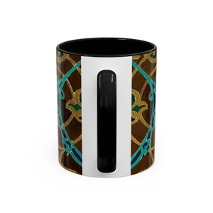 Persian Eslimi Blue and Brown 11oz Mug Geometric Persian Tile Art Coffee Mug Middle Eastern Art Persian Gift for Artist Origin USA image 5