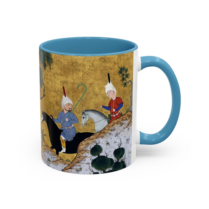 Tasse à café art persan Shahnameh, 11 oz poignée C histoires de rois Negargari miniature art du Moyen-Orient cadeau persan pour artiste Origine Etats-Unis image 6