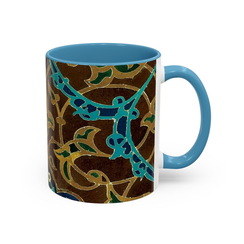 Persian Eslimi Blue and Brown 11oz Mug Geometric Persian Tile Art Coffee Mug Middle Eastern Art Persian Gift for Artist Origin USA image 7