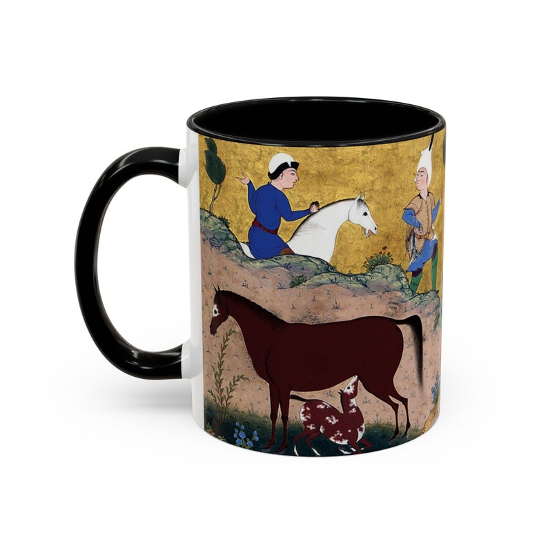 Tasse à café art persan Shahnameh, 11 oz poignée C histoires de rois Negargari miniature art du Moyen-Orient cadeau persan pour artiste Origine Etats-Unis image 3