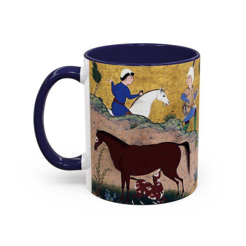 Tasse à café art persan Shahnameh, 11 oz poignée C histoires de rois Negargari miniature art du Moyen-Orient cadeau persan pour artiste Origine Etats-Unis image 10