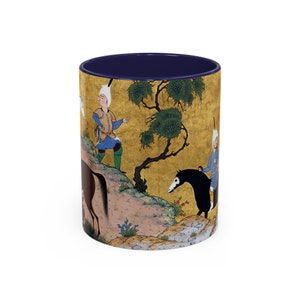 Tasse à café art persan Shahnameh, 11 oz poignée C histoires de rois Negargari miniature art du Moyen-Orient cadeau persan pour artiste Origine Etats-Unis image 8