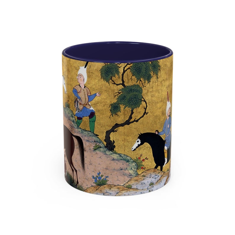 Tasse à café art persan Shahnameh, 11 oz poignée C histoires de rois Negargari miniature art du Moyen-Orient cadeau persan pour artiste Origine Etats-Unis image 8
