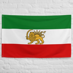 Bandiera persiana Leone Sole e bandiera con spada Simbolo iraniano Arte persiana Shir O Khorshid