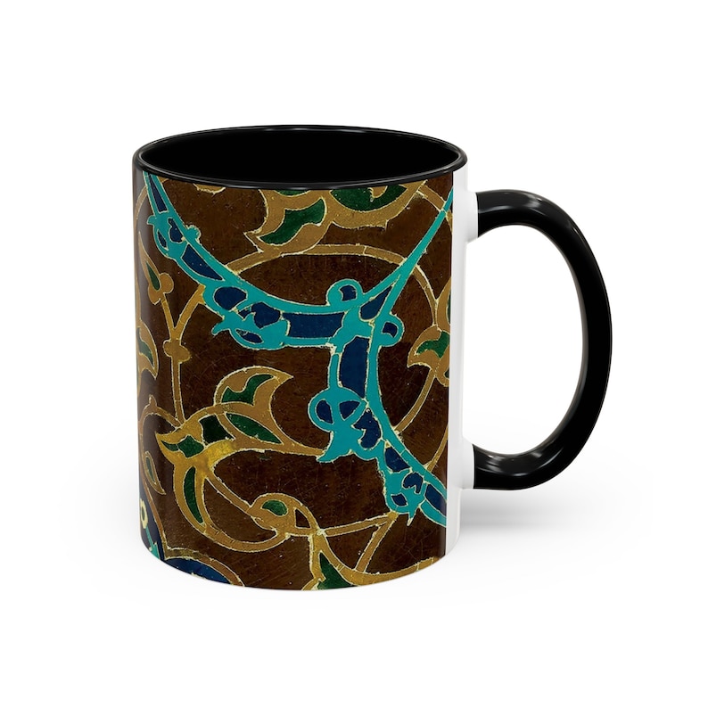 Persian Eslimi Blue and Brown 11oz Mug Geometric Persian Tile Art Coffee Mug Middle Eastern Art Persian Gift for Artist Origin USA image 3