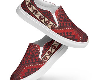 Persian Carpet Design Red Women’s slip-on canvas shoes Persian Art Slimi Farsh Middle Eastern Footwear