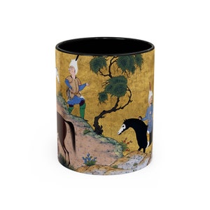 Tasse à café art persan Shahnameh, 11 oz poignée C histoires de rois Negargari miniature art du Moyen-Orient cadeau persan pour artiste Origine Etats-Unis image 4