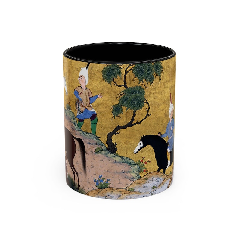 Tasse à café art persan Shahnameh, 11 oz poignée C histoires de rois Negargari miniature art du Moyen-Orient cadeau persan pour artiste Origine Etats-Unis image 4