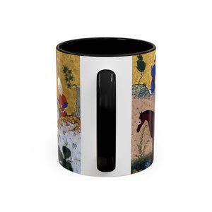 Tasse à café art persan Shahnameh, 11 oz poignée C histoires de rois Negargari miniature art du Moyen-Orient cadeau persan pour artiste Origine Etats-Unis image 5