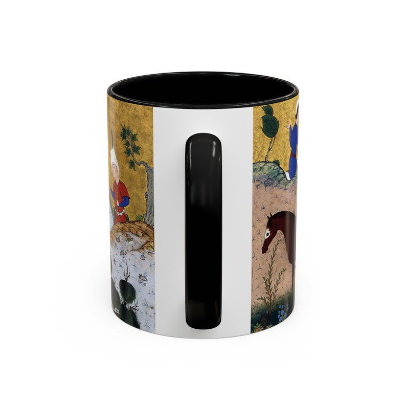 Tasse à café art persan Shahnameh, 11 oz poignée C histoires de rois Negargari miniature art du Moyen-Orient cadeau persan pour artiste Origine Etats-Unis image 5