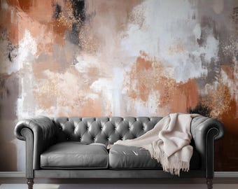 Sienna Strata Mural: Textured Earth Tone Wall Art (Clay & Plaster)