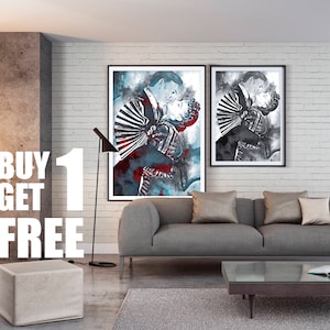 Gone with the Wind, Wall Art, Instant Download Printable Art, Digital Art, Watercolor Print, Red Cyan Print, Black&White, Old Classic Films