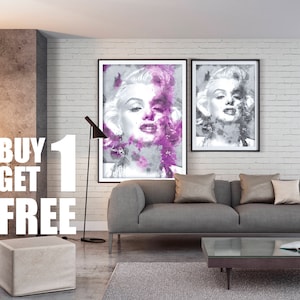 Marilyn Monroe, Actress, Wall Art, Instant Download Printable Art, Digital Art, Watercolor Print, Wall Prints, Purple Print,Black & White