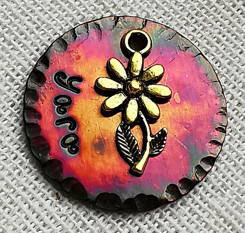 flower dog tag