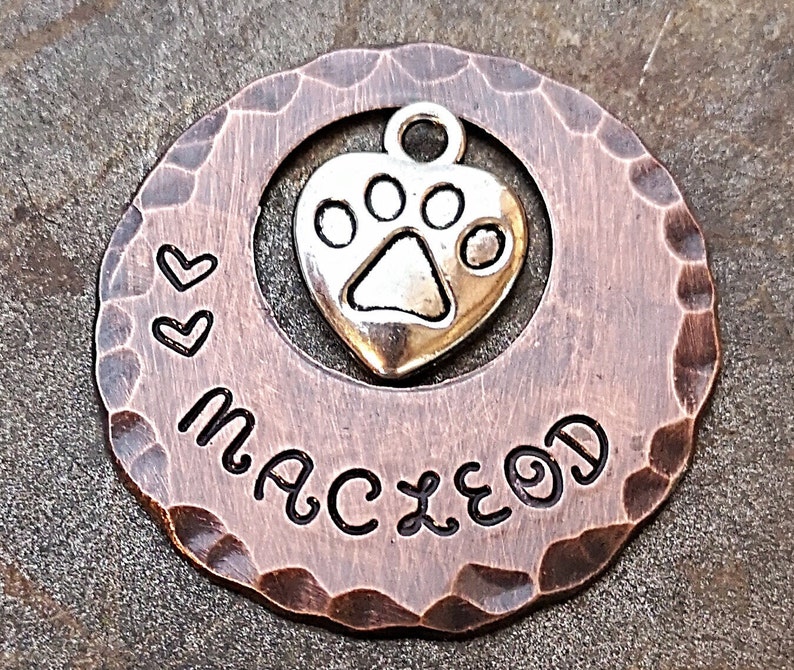 Large Dog Tag with Paw Print Heart Charm Dog Tags for Dogs Etsy