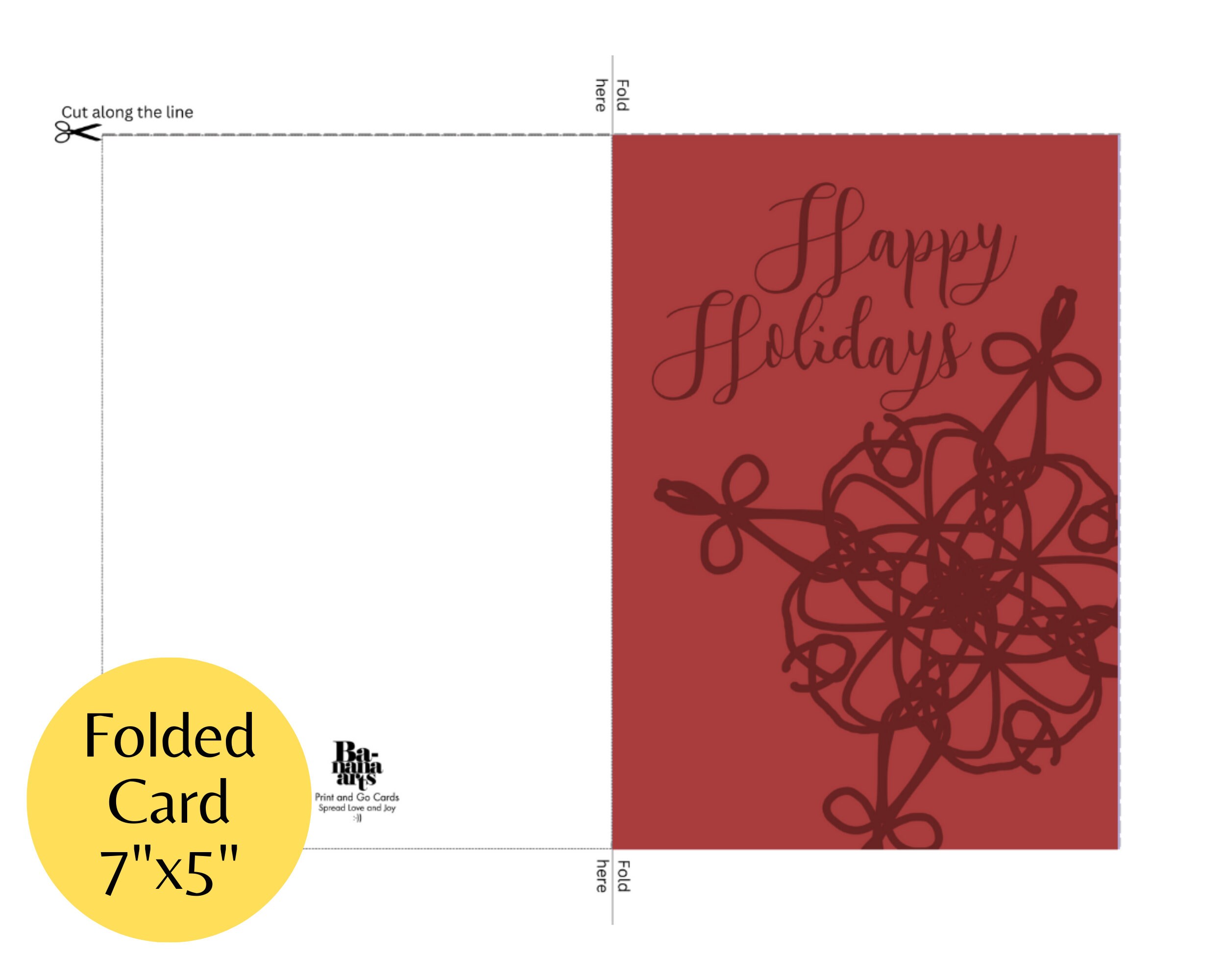 Printable Holiday Greeting Card Happy Holidays Merry - Etsy