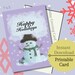 Printable Snowman Greeting Card, Holidays Card, Christmas Card, Instant ...