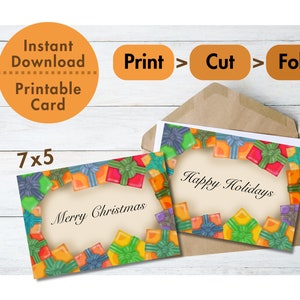Gifts Present Design Printable Holiday Card Greeting Card - Etsy