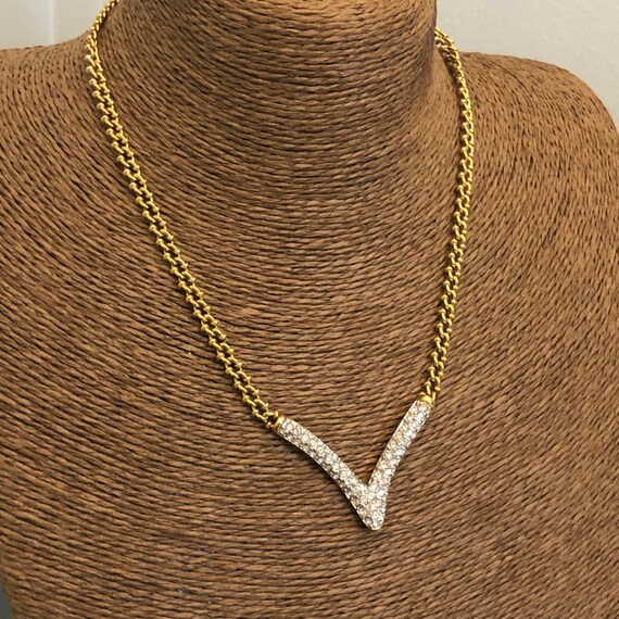Goldtone Swarovski Crystal Necklace – Goldtone Station Necklace With Swarovski Crystals main image 1