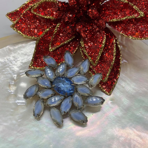 Vintage Blue Rhinestone Brooch - image 1