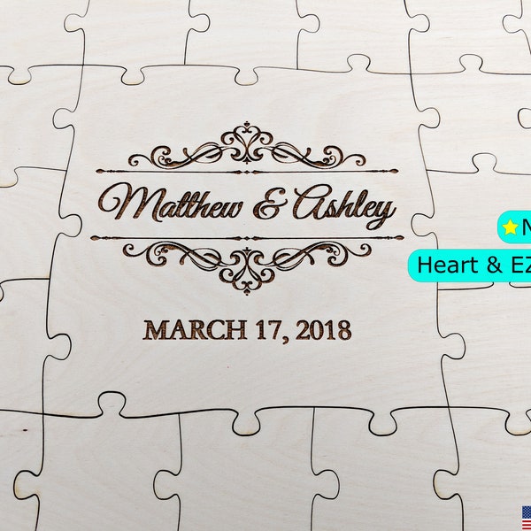 Puzzle Guest book for a wedding, graduation, birthday, Quinceañera, baby shower, communion, bat mitzva, wooden jigsaw that can be signed