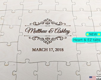 Puzzle Guest book for a wedding, graduation, birthday, Quinceañera, baby shower, communion, bat mitzva, wooden jigsaw that can be signed